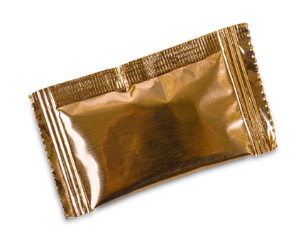 The gold aluminum foil bag package isolated on white background