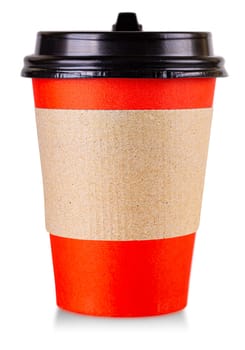 The red paper cofe cup isolated on white background