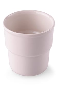 The white porcelain cup without handle isolated on white background