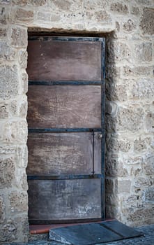 The old half-open door. Vintage conception. Seletive focus