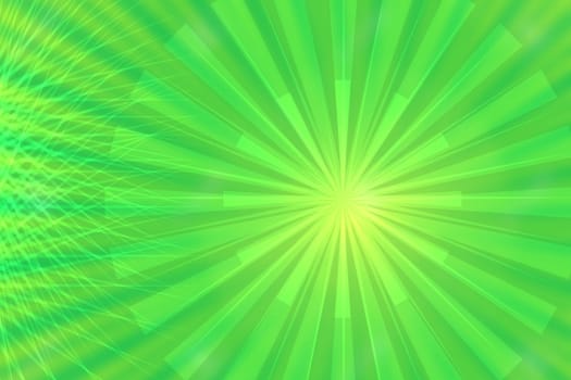 Abstract fractal green yellow elegant background texture with bright rays of light. Fluid turbulence and galaxy formation. Useful for technology and science or business backdrop.