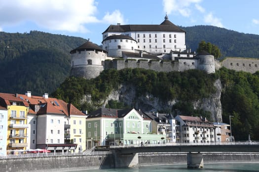 In 1205 the Kufstein Fortress in Austria,Tyrol was first mentioned in a document. The fortress is the landmark of Kufstein. It is located on the 90m high rock mountain directly on the river Inn.