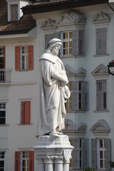 In 1889 a memorial was dedicated to the poet and lyric poet Walther von der Vogelweide on Waltherplatz in Bolzano. It is made of Lasa marble. The city is located in South Tyrol,Italy,Europe.