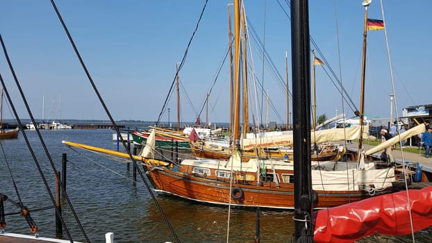 Zeesboat,regatta in the lagoon landscape in Mecklenburg-Western Pomerania.