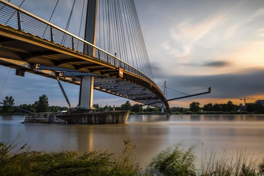 mimram-bridge over rhine and eveninig sky