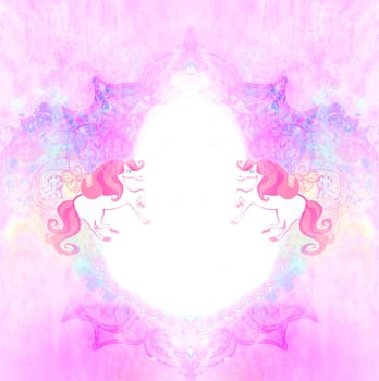 artistic girly frame with beautiful unicorns