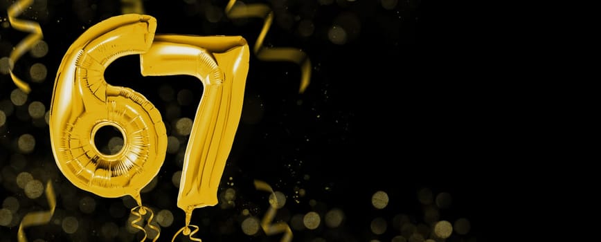 Golden balloons with copy space - Number 67
