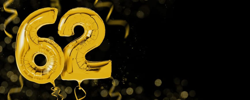 Golden balloons with copy space - Number 62