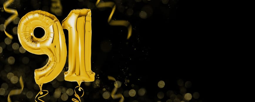 Golden balloons with copy space - Number 91