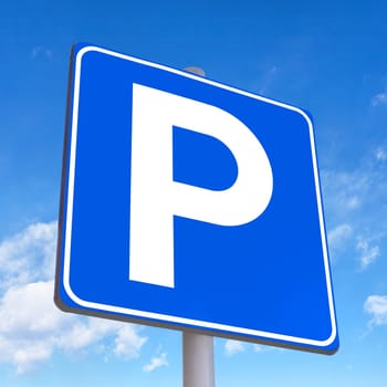 Parking traffic sign with high resolution sky background.