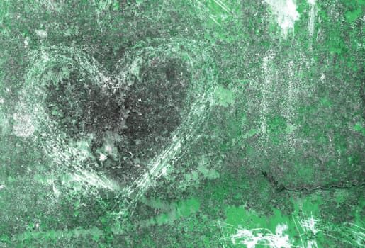 Grunge green texture with sick heart symbol. Background fully editable. It can be used as a Valentine's theme, poster, wallpaper, design t-shirts and more.