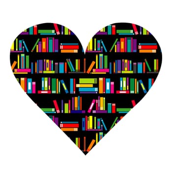 I love books concept with heart made of books