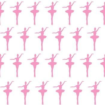 Pink ballerina seamless pattern on white background