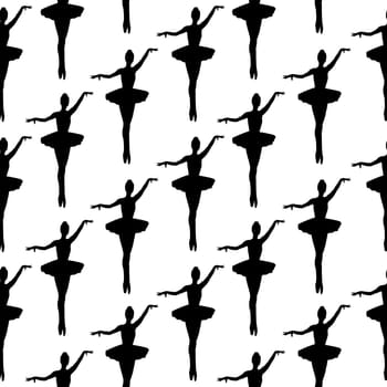 Silhouette of ballerina seamless background
