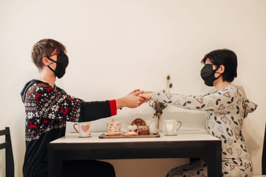 Girl and Boy Wearing Masks during Quarantine Covid.