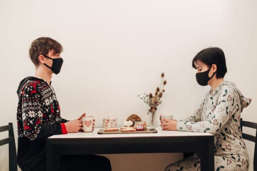 Girl and Guy Keep Distance at Home on Quarantine.