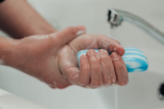 The Girl Washes Her Hands to Avoid Infection With the Virus COVID-19.