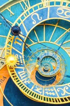 Droste effect background based on Prague astronimical clock. Abstract design for concepts related to astrology, fantasy, time and magic.
