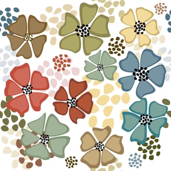 Colored floral background seamless pattern