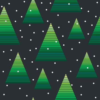 Christmas wrapping paper with Christmas tree and snowflakes