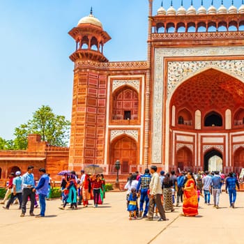 Uttar Pradesh India 10. Mai 2018 Taj Mahal Tadsch Mahal Great Gate in Agra Uttar Pradesh India.
