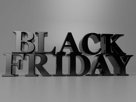 the words Black friday in big letterpress in 3d rendering