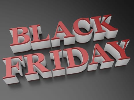 the words Black friday in big letterpress in 3d rendering