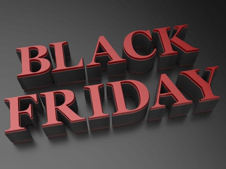 the words Black friday in big letterpress in 3d rendering