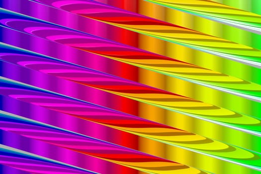 Abstract background with colorful vivid wavy lines with rainbow colors. 3D illustration background