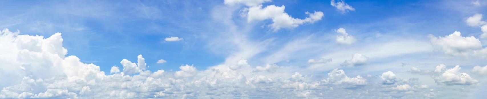 Panorama fluffy clouds in the blue sky, Panoramic fluffy clouds against blue sky