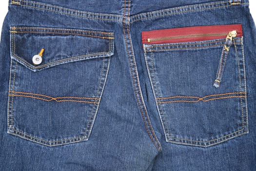 Jeans pants back with pockets, jeans background, denim pattern