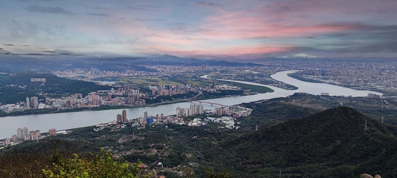 The Tamsui River and Guanyin Mountain, New Taipei City, Taiwan