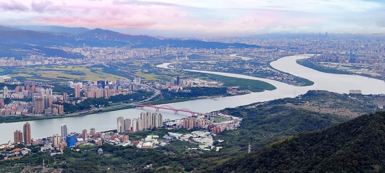 The Tamsui River and Guanyin Mountain, New Taipei City, Taiwan