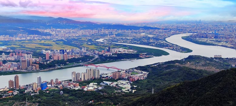 The Tamsui River and Guanyin Mountain, New Taipei City, Taiwan
