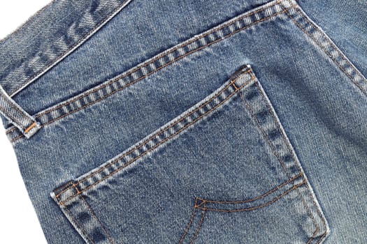 Jeans pants back with pockets, isolated on white background