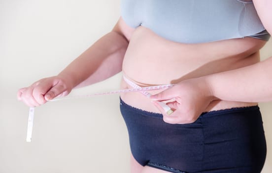 Fat women., Belly women Overweight, Shape up healthy stomach muscle, and diet lifestyle, to reduce belly concept.