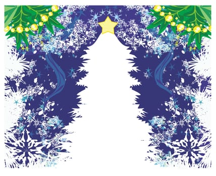 Abstract christmas tree card - decorative winter pattern