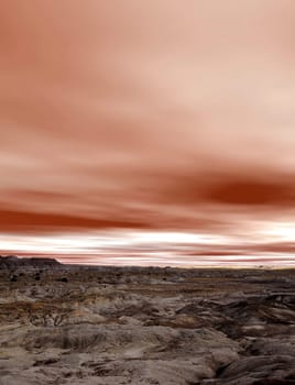 Ancient Scenic landscape of the ancient petrified forest in Arizona