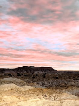 Scenic landscape of the ancient petrified forest in Arizona