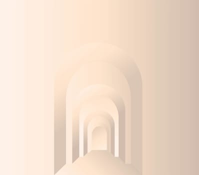 Arches 3d. Stage for product presentation. Delicate pink background.