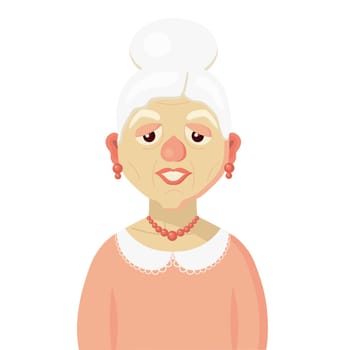 Nice old lady. Old woman. Grandma character. vector illustration isolated on white background.