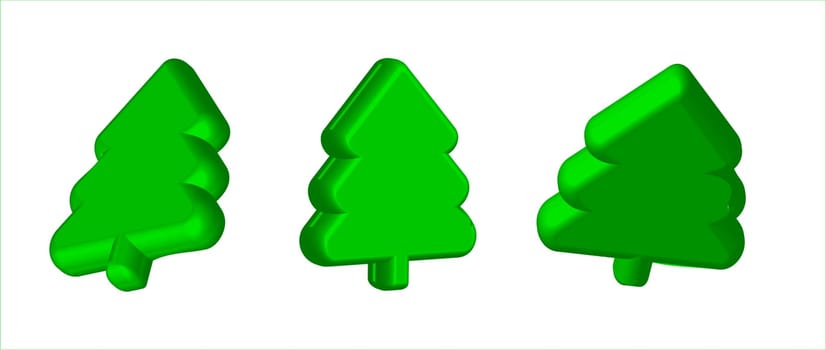 Bulky tree. Christmas tree figurine. 3d object. Vector illustration.