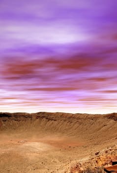 Meteor Crater impact in Arizona USA 50000 years ago