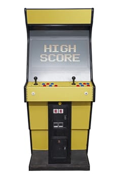 Vintage video game with High Score screen isolated on white