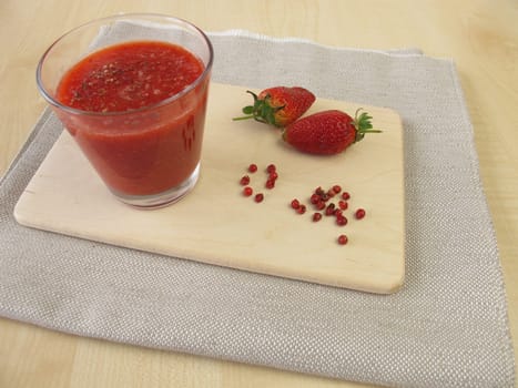 Strawberry smoothie with pink pepper