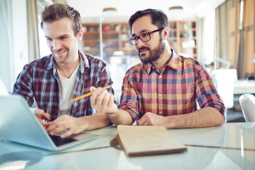 Asian businessman explaining data to his colleague at meeting