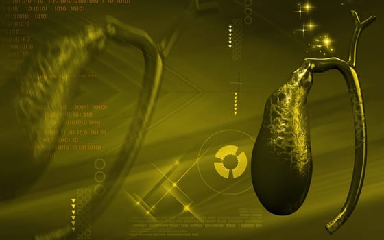 Digital illustration of pancreas in colour background