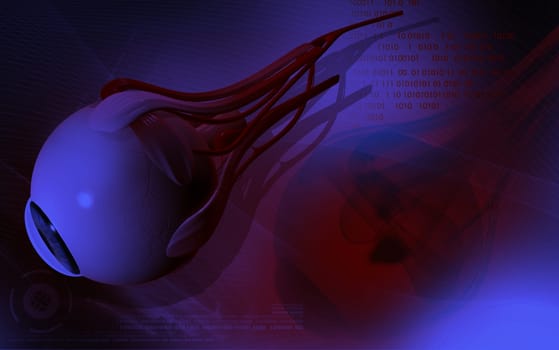 Digital illustration of eye in colour background