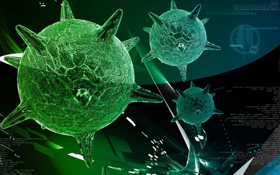 Digital illustration of herpes virus in colour background