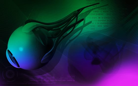 Digital illustration of eye in colour background